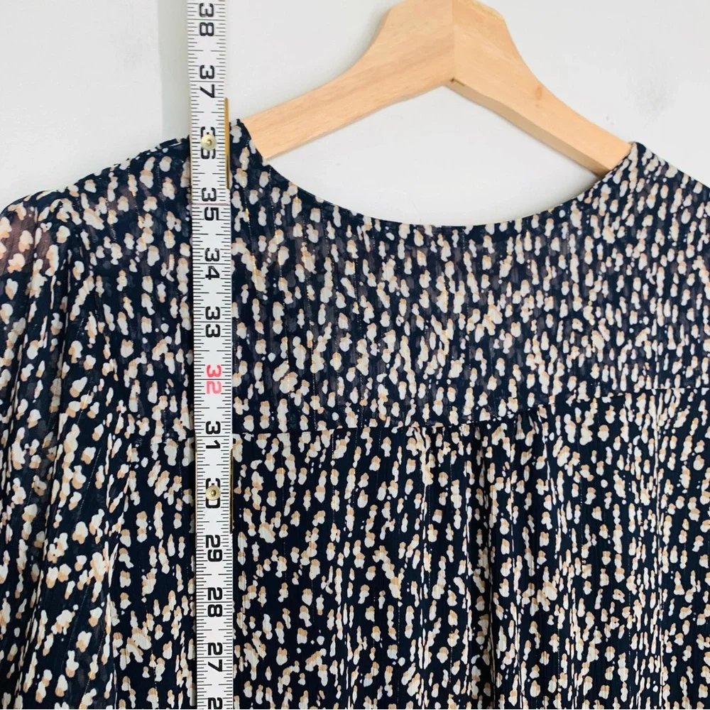 Soft Surroundings Hazel Dress Dotted Print V-neck Front Tassel Sz. Medium Petite